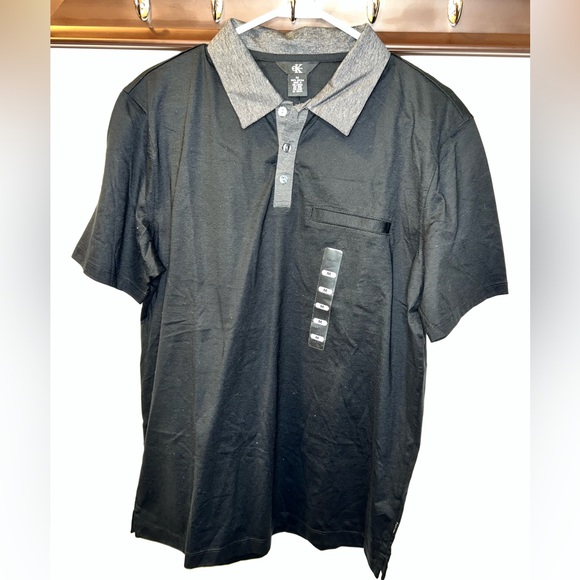 Calvin Klein Other - NWT Calvin Klein Black with Grey Collar Polo T-Shirt Size Medium